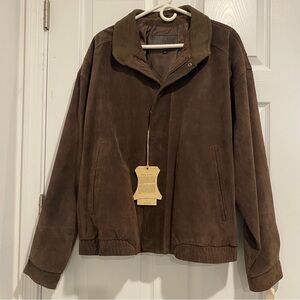 Robert Comstock Vertical Stack Brown Leather Jacket 80’s VINTAGE NEW TAGS SZ 44